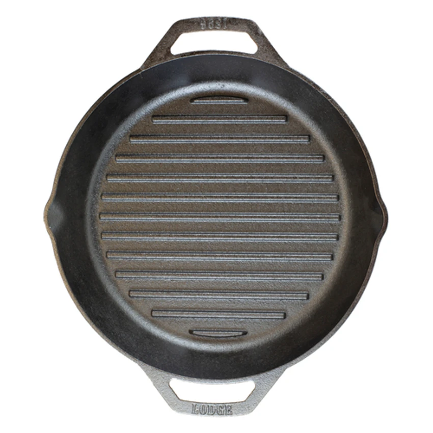 Lodge L10GPL 12" Dia. Dual Handled Cast Iron Grill Pan (3 Each Per Case) 4 Lodge L10GPL 12" Dia. Dual Handled Cast Iron Grill Pan (3 Each Per Case) - Image 2
