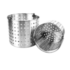 Thunder Group ALSKBK008 Aluminum Mirror Finish Perforated Steamer Basket Fits 50 Qt. And 60 Qt. Pot