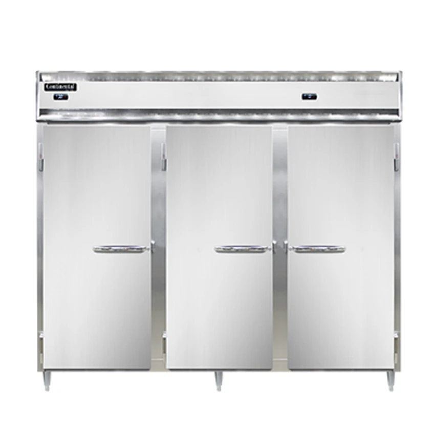 Continental Refrigerator DL3RFFE-SS 85.5" W Three-Section Solid Door Reach-In Designer Line Refrigerator/Freezer 3 Continental Refrigerator DL3RFFE-SS 85.5" W Three-Section Solid Door Reach-In Designer Line Refrigerator/Freezer