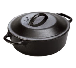 Lodge L2SP3 2 Qt. Black Cast Iron Round Dutch Oven With Cover And Handle