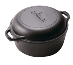 Lodge L8DD3 10.7" Round Cast Iron With Loop Handles Double Dutch Oven