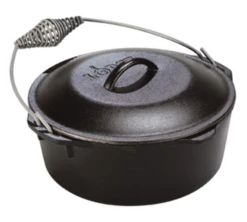 Lodge L12DO3 9 Qt. Black Cast Iron Round Dutch Oven With Cover And Handle