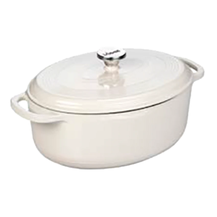 Lodge EC7OD13 7 Qt. Round Oyster White Porcelain Enameled Cast Iron Dutch Oven 3 Lodge EC7OD13 7 Qt. Round Oyster White Porcelain Enameled Cast Iron Dutch Oven