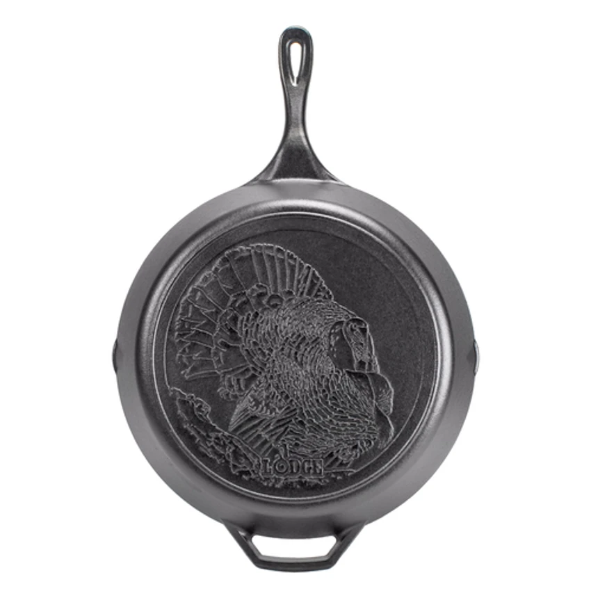 Lodge L12SKWLTKY 13.8" Round Cast Iron With Helper Handle Wildlife Series Skillet (2 Each Per Case) 3 Lodge L12SKWLTKY 13.8" Round Cast Iron With Helper Handle Wildlife Series Skillet (2 Each Per Case)