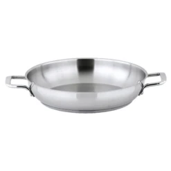Winco SSOP-12 12.5" Round Stainless Steel Induction Omelet Pan With Handles