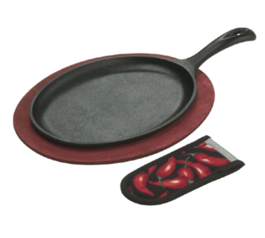 Lodge LFSR3 9.5" W X 1.6" D Cast Iron Oval Fajita Set (6 Set Per Case) 3 Lodge LFSR3 9.5" W X 1.6" D Cast Iron Oval Fajita Set (6 Set Per Case)