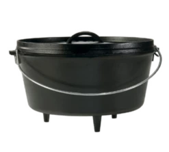 Lodge L12DCO3 13.25" Round Cast Iron With Wire Bail Handle Camp Dutch Oven