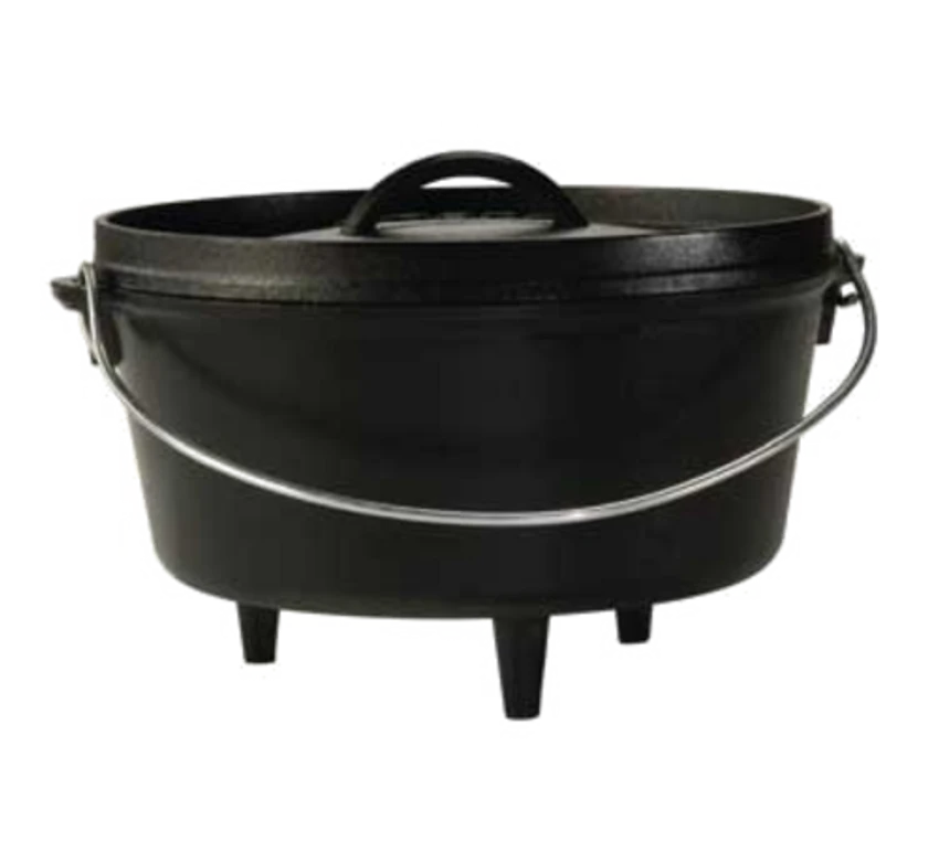 Lodge L10DCO3 5 Qt. Black Cast Iron Round Camp Dutch Oven With Cover 3 Lodge L10DCO3 5 Qt. Black Cast Iron Round Camp Dutch Oven With Cover
