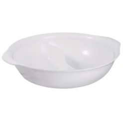 Spring USA 8258-2/30/2 12" 3 Qt Stainless Steel White Round Motif Casserole Pan