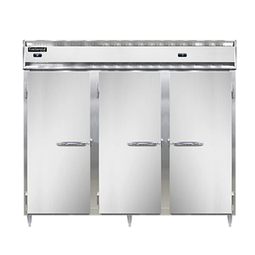 Continental Refrigerator DL3RFFES-SA 85.25" W Three-Section Solid Door Reach-In Designer Line Refrigerator/Freezer 3 Continental Refrigerator DL3RFFES-SA 85.25" W Three-Section Solid Door Reach-In Designer Line Refrigerator/Freezer